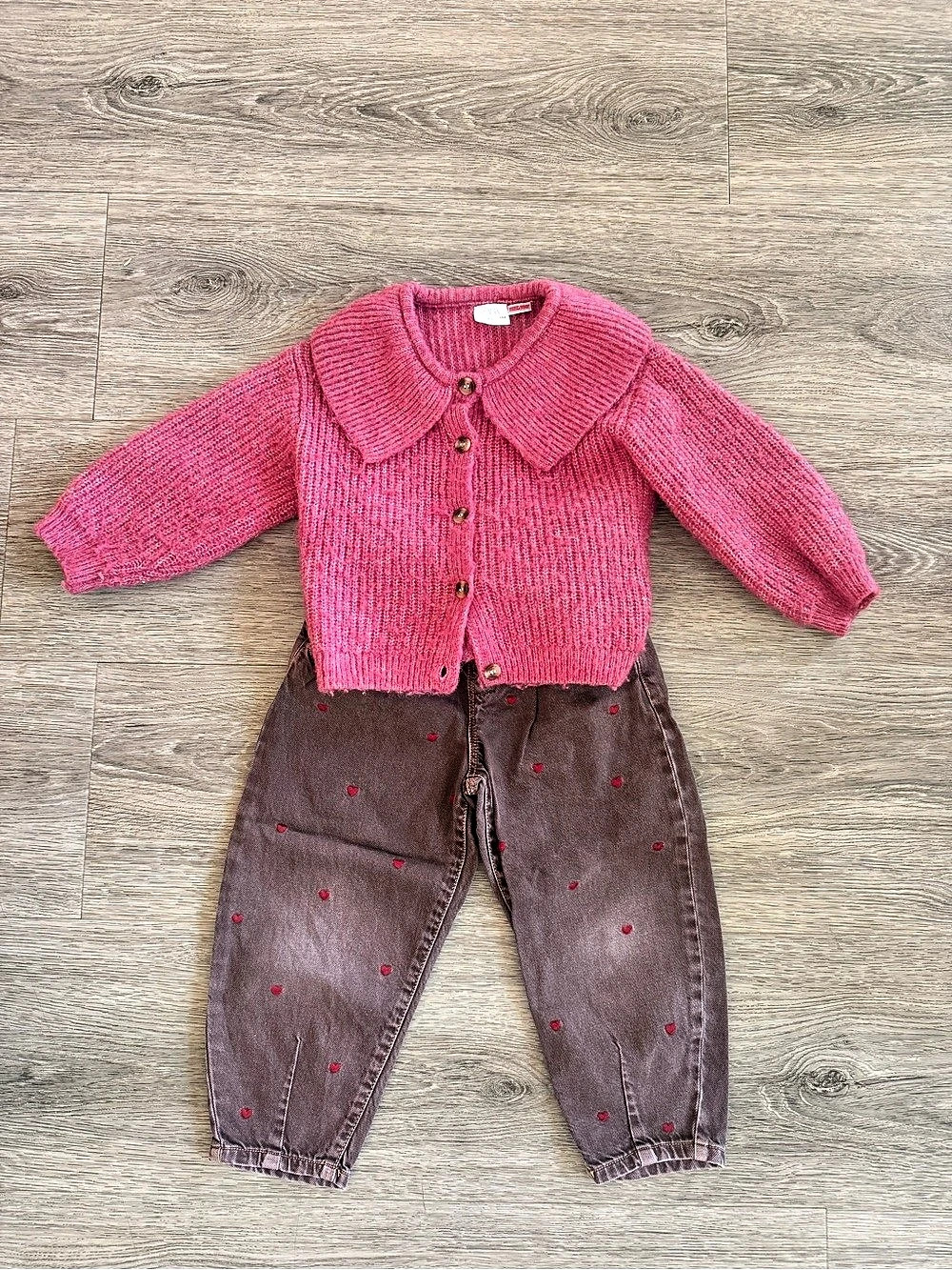Zara Girls Size 4 Pink & Brown Set Like New